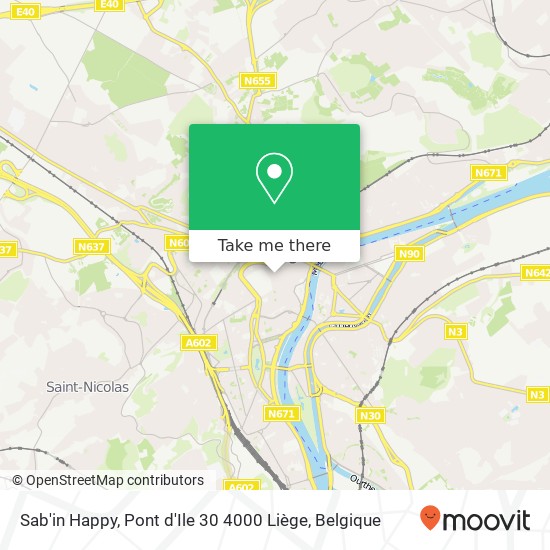 Sab'in Happy, Pont d'Ile 30 4000 Liège kaart