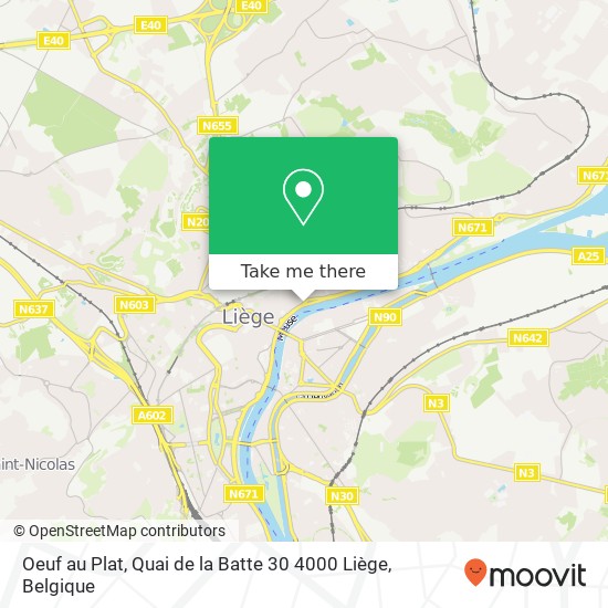 Oeuf au Plat, Quai de la Batte 30 4000 Liège kaart