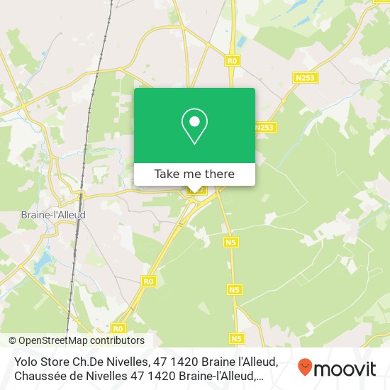 Yolo Store Ch.De Nivelles, 47 1420 Braine l'Alleud, Chaussée de Nivelles 47 1420 Braine-l'Alleud kaart