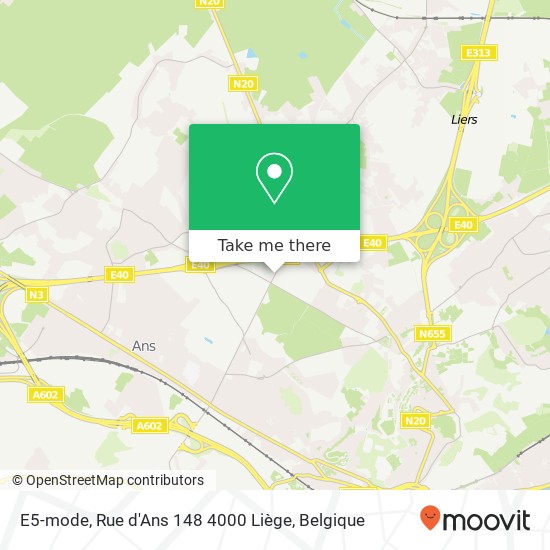 E5-mode, Rue d'Ans 148 4000 Liège kaart