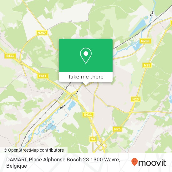 DAMART, Place Alphonse Bosch 23 1300 Wavre kaart