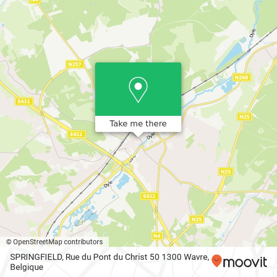 SPRINGFIELD, Rue du Pont du Christ 50 1300 Wavre kaart