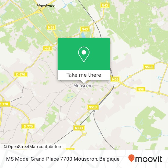 MS Mode, Grand-Place 7700 Mouscron kaart