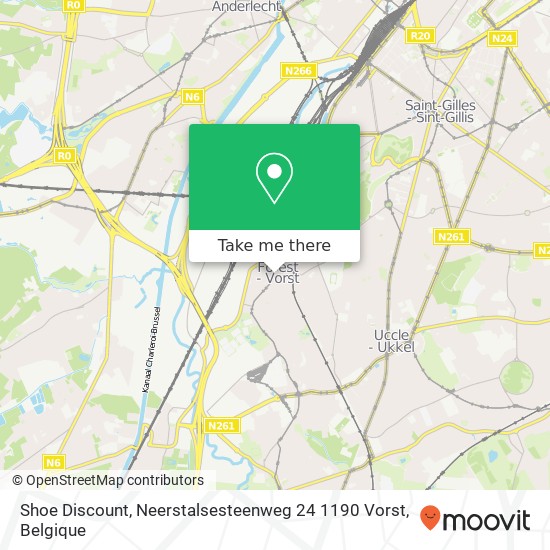 Shoe Discount, Neerstalsesteenweg 24 1190 Vorst kaart