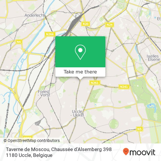 Taverne de Moscou, Chaussée d'Alsemberg 398 1180 Uccle kaart