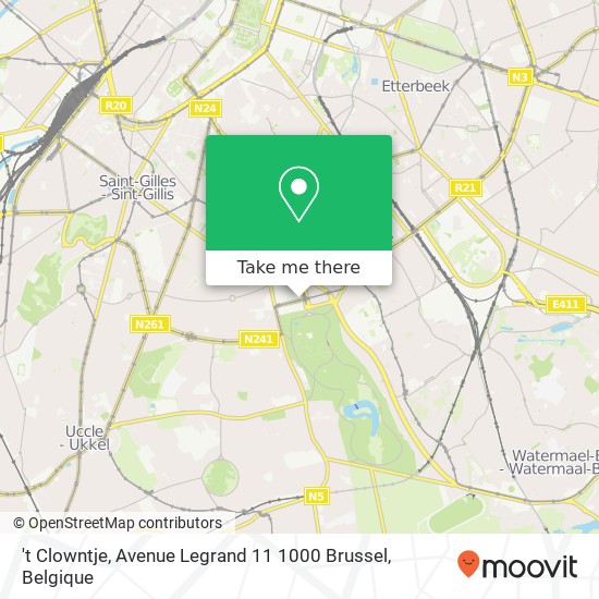 't Clowntje, Avenue Legrand 11 1000 Brussel kaart