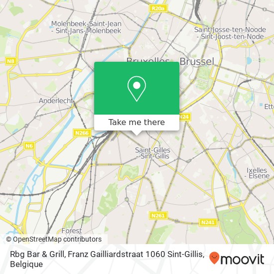 Rbg Bar & Grill, Franz Gailliardstraat 1060 Sint-Gillis kaart