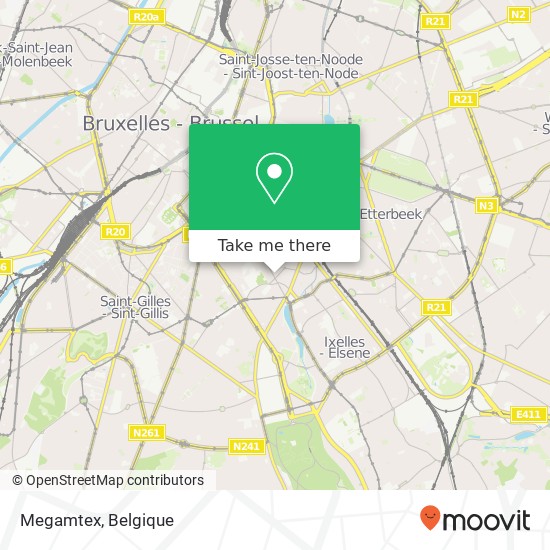 Megamtex, Chaussée d'Ixelles 256 1050 Ixelles kaart