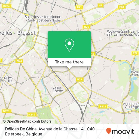 Délices De Chine, Avenue de la Chasse 14 1040 Etterbeek kaart