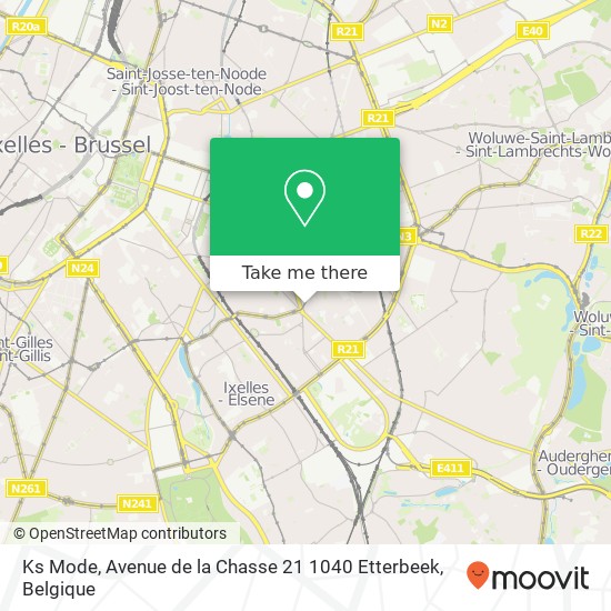 Ks Mode, Avenue de la Chasse 21 1040 Etterbeek kaart