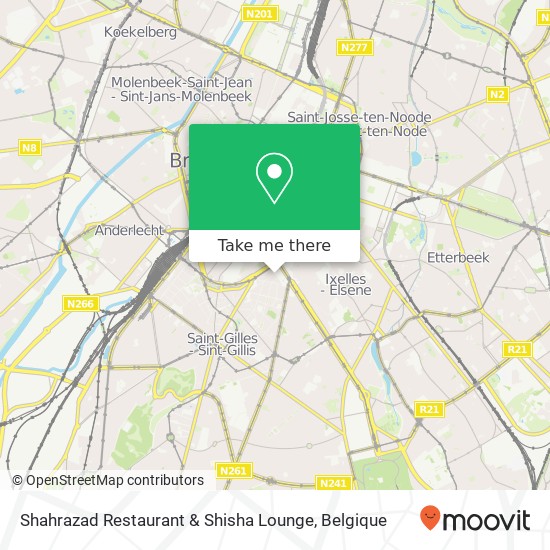 Shahrazad Restaurant & Shisha Lounge, Rue Jourdan 28 1060 Saint-Gilles kaart