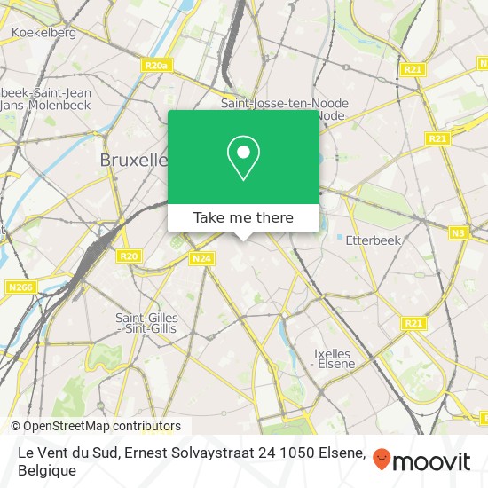 Le Vent du Sud, Ernest Solvaystraat 24 1050 Elsene kaart