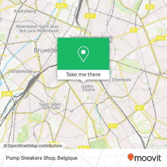 Pump Sneakers Shop, Chaussée d'Ixelles 120 1050 Ixelles kaart