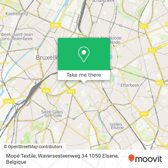 Mopé Textile, Waversesteenweg 34 1050 Elsene kaart