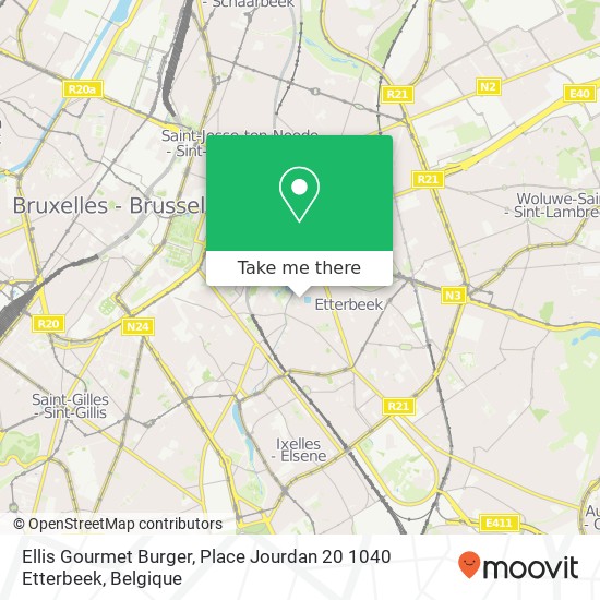 Ellis Gourmet Burger, Place Jourdan 20 1040 Etterbeek kaart