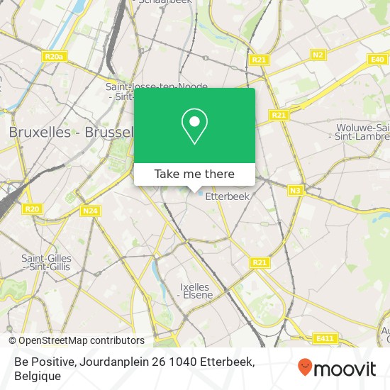 Be Positive, Jourdanplein 26 1040 Etterbeek kaart