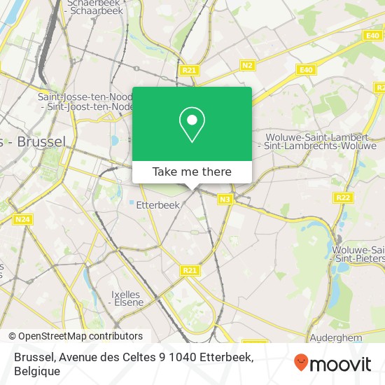 Brussel, Avenue des Celtes 9 1040 Etterbeek kaart