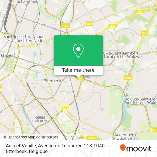 Anis et Vanille, Avenue de Tervueren 113 1040 Etterbeek kaart