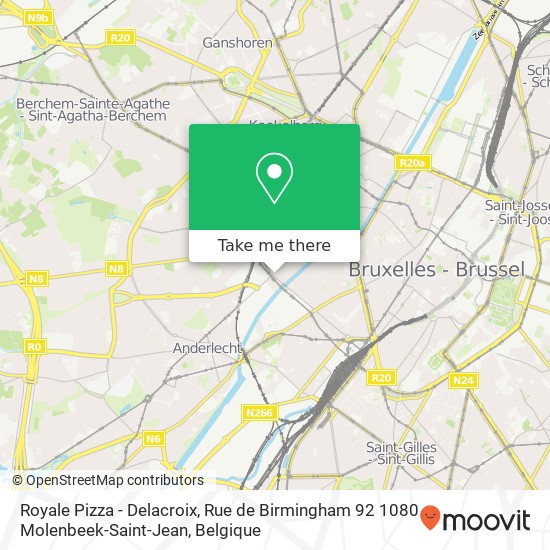 Royale Pizza - Delacroix, Rue de Birmingham 92 1080 Molenbeek-Saint-Jean kaart
