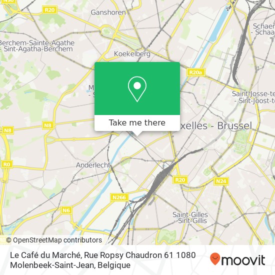 Le Café du Marché, Rue Ropsy Chaudron 61 1080 Molenbeek-Saint-Jean kaart