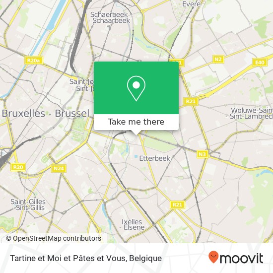 Tartine et Moi et Pâtes et Vous, Rue Froissart 137 1040 Brussel kaart