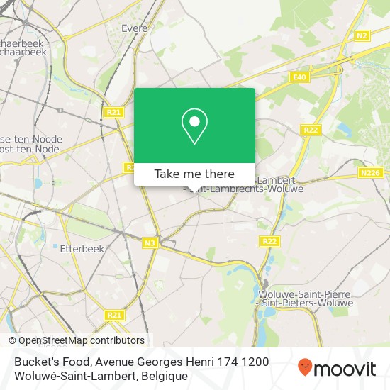 Bucket's Food, Avenue Georges Henri 174 1200 Woluwé-Saint-Lambert kaart