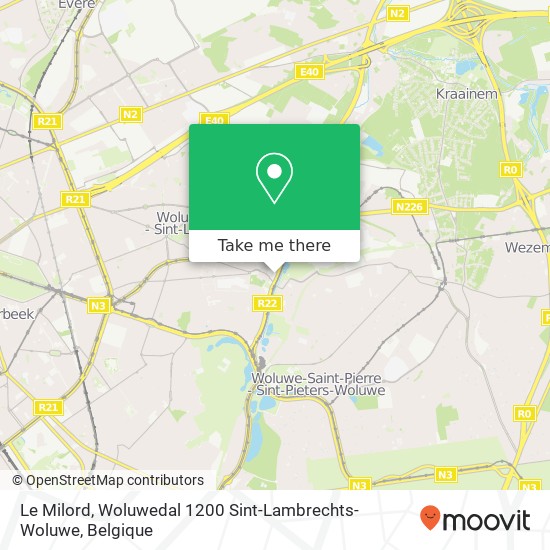 Le Milord, Woluwedal 1200 Sint-Lambrechts-Woluwe kaart
