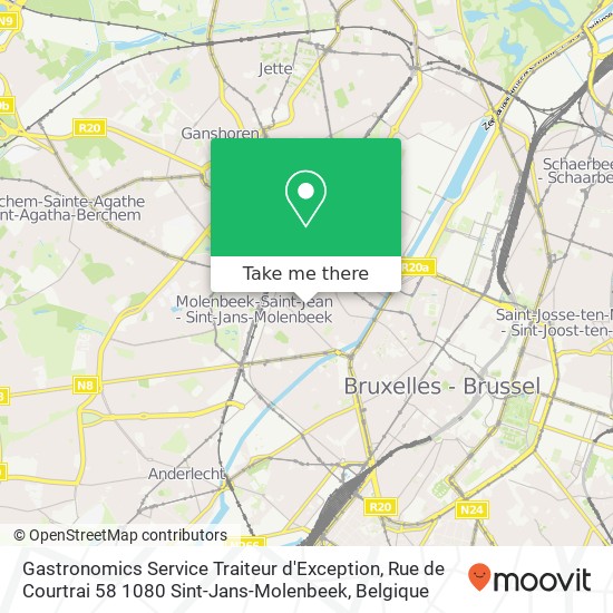 Gastronomics Service Traiteur d'Exception, Rue de Courtrai 58 1080 Sint-Jans-Molenbeek kaart