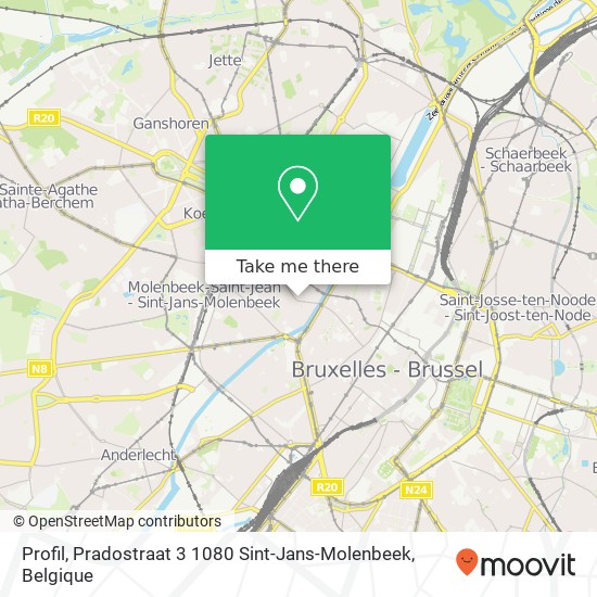 Profil, Pradostraat 3 1080 Sint-Jans-Molenbeek kaart