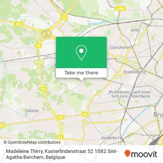 Madeleine Thirry, Kasterlindenstraat 52 1082 Sint-Agatha-Berchem kaart