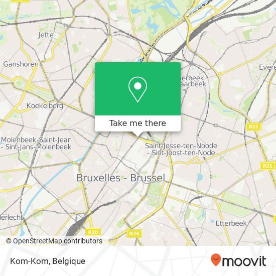 Kom-Kom, Boulevard du Jardin Botanique 13 1000 Brussel kaart
