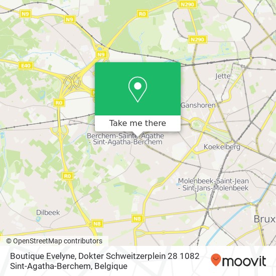 Boutique Evelyne, Dokter Schweitzerplein 28 1082 Sint-Agatha-Berchem kaart