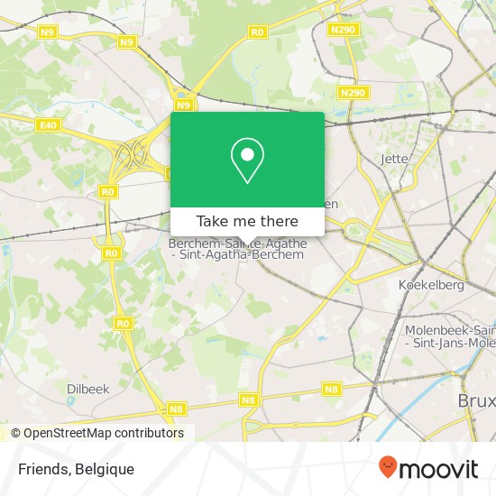 Friends, Chaussée de Gand 1184 1082 Sint-Agatha-Berchem kaart