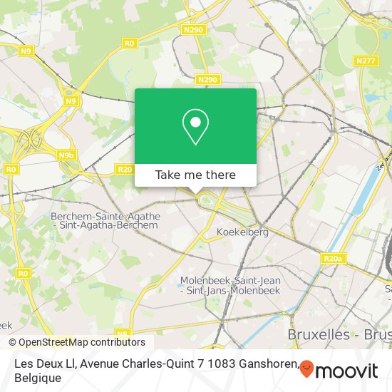 Les Deux Ll, Avenue Charles-Quint 7 1083 Ganshoren kaart