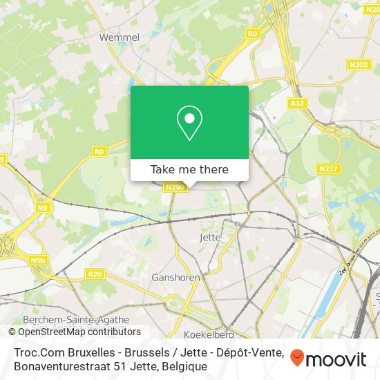 Troc.Com Bruxelles - Brussels / Jette - Dépôt-Vente, Bonaventurestraat 51 Jette kaart