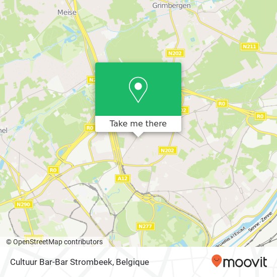 Cultuur Bar-Bar Strombeek, Gemeenteplein 1853 Grimbergen kaart