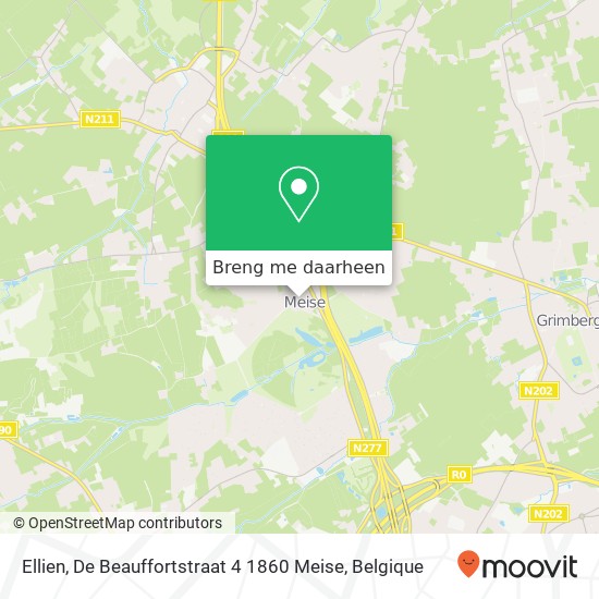 Ellien, De Beauffortstraat 4 1860 Meise kaart