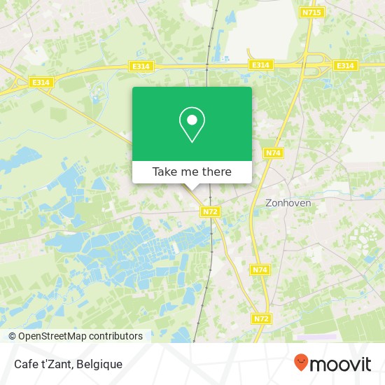 Cafe t'Zant, Halveweg 3520 Zonhoven kaart
