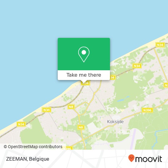 ZEEMAN, Koninklijke Baan 174 8670 Koksijde kaart