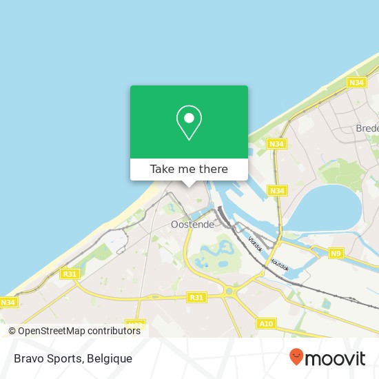 Bravo Sports, Wittenonnenstraat 10 8400 Oostende kaart