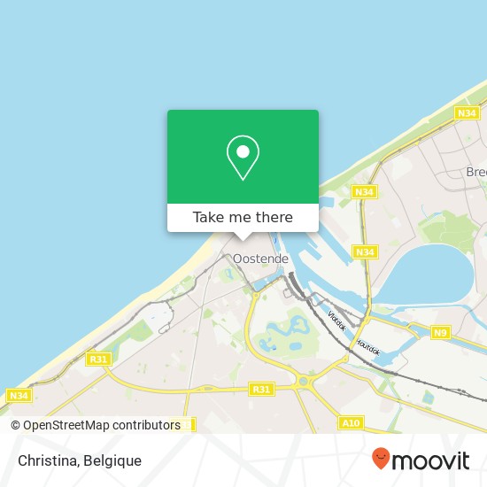 Christina, Vlaanderenstraat 1 Oostende kaart