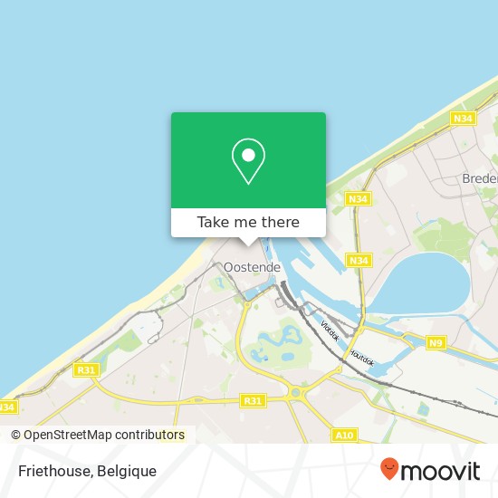 Friethouse, Groentemarkt 4 8400 Oostende kaart