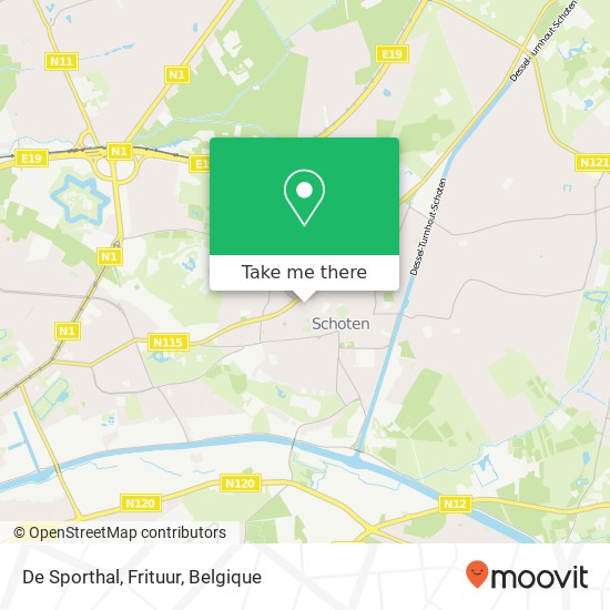 De Sporthal, Frituur, Vordensteinstraat 94 2900 Schoten kaart