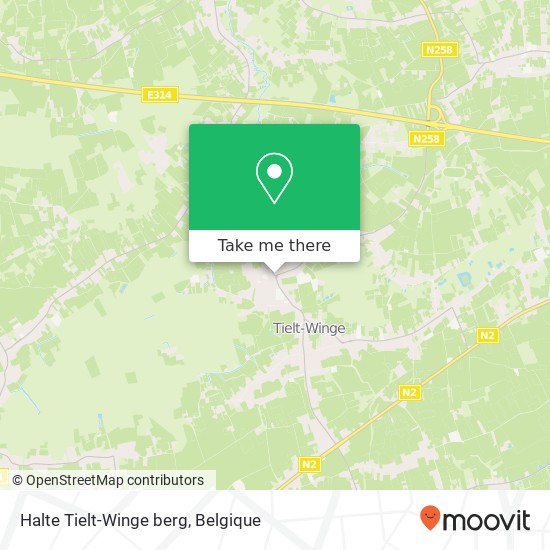 Halte Tielt-Winge berg kaart