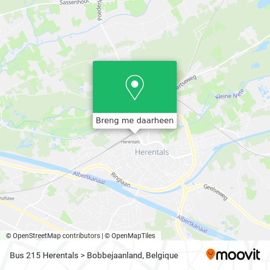 Bus 215 Herentals > Bobbejaanland kaart