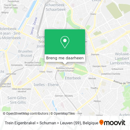 Trein Eigenbrakel > Schuman > Leuven (S9) kaart
