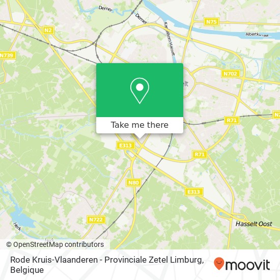 Rode Kruis-Vlaanderen - Provinciale Zetel Limburg kaart