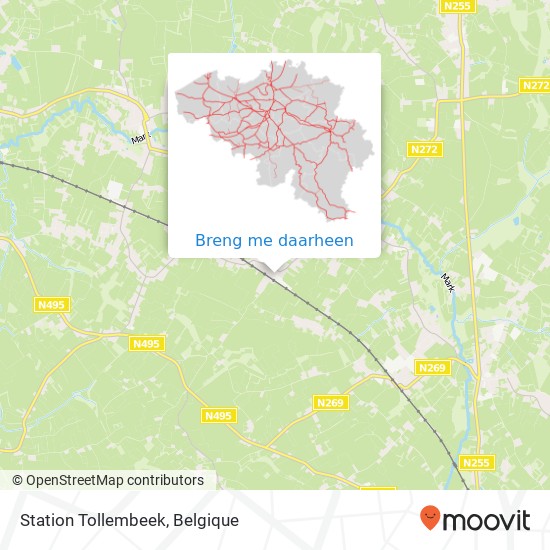 Station Tollembeek kaart