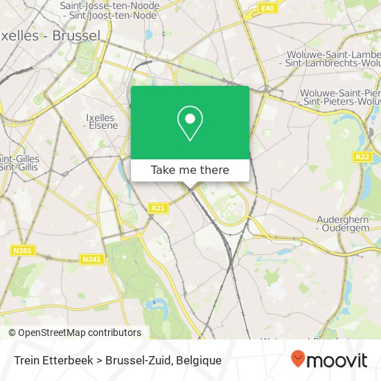 Trein Etterbeek > Brussel-Zuid kaart