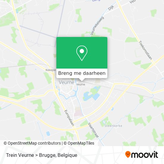 Trein Veurne > Brugge kaart